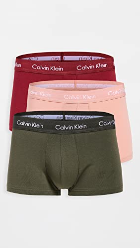 Calvin Klein underwear Men's Low Rise Trunks 3 Pack, Olive/Gentle/Red Carpet, L2