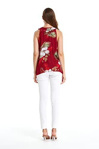 Image of Matchable Family Hawaiian Luau Men Women Girl Boy Clothes in Pineapple Garden Burgundy