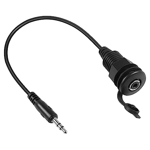 QIANRENON 3.5mm TRS Threaded Fixed Waterproof Cable 1/8 Male to Female Embedded Mount Stereo Adapter 3.5mm Plug to Jack Headphone Mount Cable, for Extension Car RV Furniture Audio Port,30cm/11.8in Cover