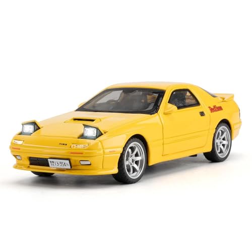 Image of worshipere 1:32 Mazda RX7 Initial D Miniature Diecast RX-7 Toy Car Model Sound & Light Doors Openable Collection Gift for Children Boy Kid-Multicolor