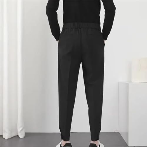 Men Spring Summer Slim Pleated Pants Elastic Waist Lightweight Blazer Trousers Streetwear4