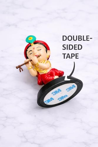 Image of Baby Krishna Idol with Flute for Car Dashboard | Premium Resin Lord Krishna Murti for Home Temple, Office Desk & Car Decor | Spiritual Gift