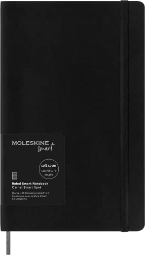 Moleskine Smart Notebook, Sistema de Escritura Inteligente, Cuaderno Digital de Tapa Blanda, Páginas a Rayas y Cierre Elástico, Tamaño Grande 13 x 21, Color Negro