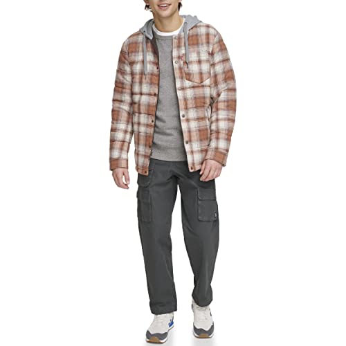 Image of Levi's mens Plaid Sherpa Lined Hooded Shirt Jacket (Regular & Big & Tall Sizes)