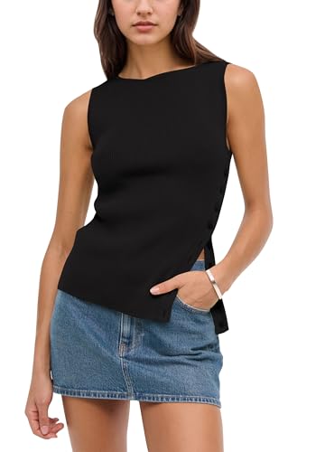 Ythomm Womens Asymmetrical Side-Button Slit Tank Tops...