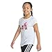 Adidas Girls Short Sleeve Logo Graphic T-Shirt – Soft Cotton or Cotton Blend Jersey Tee, Ribbed Crewneck, White Multi, S (7/8)