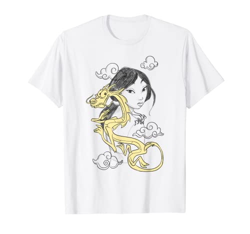 Disney Mulan & Mushu Portrait Outline Camiseta