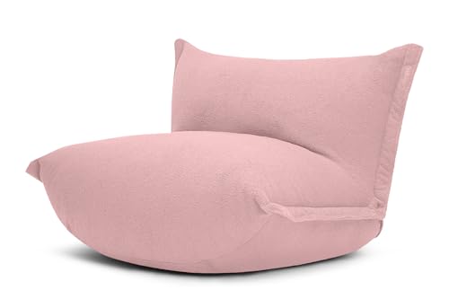 Fatboy Puff con Relleno Incluido BonBaron - Puff Salon - Puff Gamer - Sofa Puff XXL - para Niños y Adultos - 120x120x75 cm - Sherpa Pinky Promise
