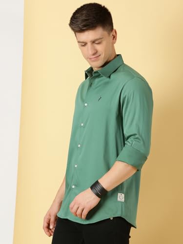 Image of Thomas Scott Men's | Solid | Full Sleeve | Slim Fit | Cotton Blend | Spread Collar | Casual Shirt