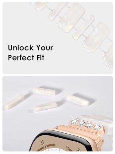 Image of V.R.HOPE Stretchy Resin Apple Watch Band for Series Ultra /10 /9 /8 /7 /SE 38mm 40mm 41mm 42mm Fashion Cute, Lightweight & Flexible, Rectangle Design with iWatch Series 6 /5 /4 /3 /2 /1(Fluorescent White-S)
