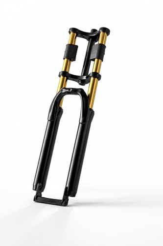 Image of Furix Double Crown Suspension Fork for 26 inch MTB, Matte Black with Golden Stanchions, Threadless, 38MM, 28.6x210MM Steerer