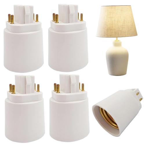 CurcKua 4Pcs Touch Lamp Adapter Heat-Resistant 4 Pin LED Light Bulb Adapter Screw-Based GX24Q Light Bulb Converter Socket Lamp Shade Plug