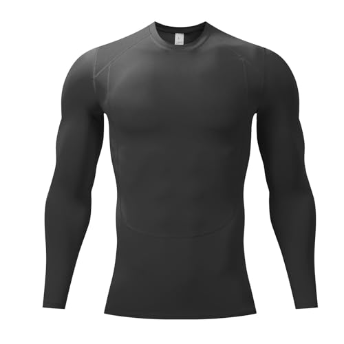 Men Compression Rash Guard Shirt Long Sleeve UPF 50+ Sun Protection Swim Shirt Baselayer Skin Performance Workout Top2