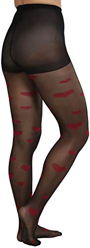 Image of ToBeInStyle Women's Valentine Day Themed Opaque Sheer Pantyhose w /Heart Love