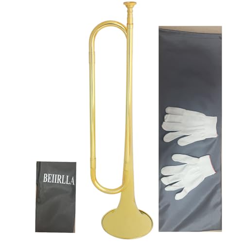 BEIIRLLA Cavalry Bugle, Military Style Brass Trumpet, Gold