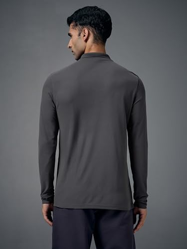 Image of TECHNOSPORT Men Polyester Slim Fit Polo Neck Full Sleeve Matpiq T-Shirt with Patch Pocket for Regular Use