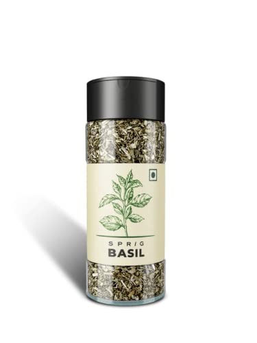 SPRIG Basil Herb | Basil Seasoning for Italian Cuisine| Basil Spice Sprinkler | Basil Flakes for Pizzas & Pastas | Make Basil Pesto | Crushed Basil Leaves for Cooking | No Preservatives No MSG | 7gm