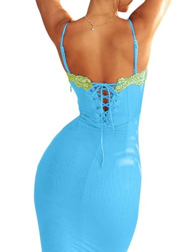 Image of Zebaexf Women Slip Maxi Dress Sleeveless Backless Bodycon Party | Soft stretch fabric, open-back straps, slim bodycon shape, party, prom, vacation and cocktail looks