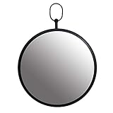 Black Round Wall Mirror with Decorative Handle