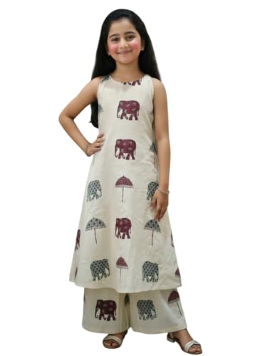 Image of Girls Kids Kurta Palazzo Set | Kids Kurta Salwar Suit Set | Ethnic Top & Palazzo Set for Kids Girls