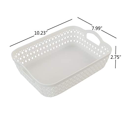 Panier de rangement plastique blanc lot de 6 petits formats pour organiser les placards encombrés - 3