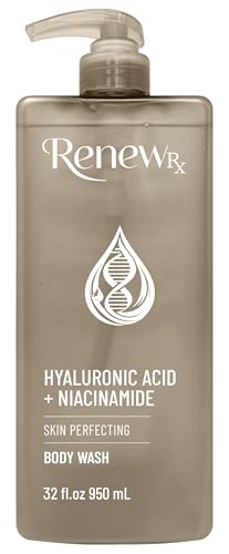 RENEW RX Hyaluronic Acid + Niacinamide Body Wash – Hydrating Skin Care Cleanser for Brightening & Skin Perfecting, Vegan Skincare, 32 fl oz