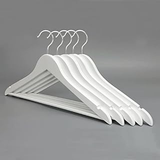 ZENO White Wooden Hangers 20 Pack, Strong White Wooden Coat Hangers with 360° Swivel Hook and Notches, Lightweight White Clothes Hangers with Pants Bar for Suit Dress Garment Shirt
