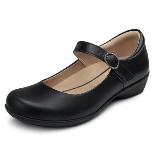 ELEVSTEP Genuine Leather Mary Jane Flats