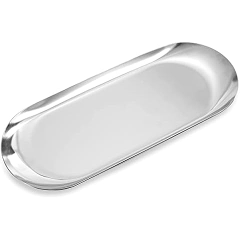 Bandeja de almacenamiento de metal ovalada para aperitivos, frutas y joyas de acero inoxidable Cover