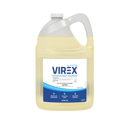 VIREX Diversey Tb 04743. Disinfectant Cleaner, Hospital Use Tuberculocidal, Virucide, Fungicide with Lemon Scent, Ready-to-Use Liquid, 32-Ounce (Pack of 12 plus 1 Reusable Sprayer Nozzle)