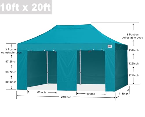 Image of ABCCANOPY Commercial Pop Up Canopy Tent with Sidewalls 10X20,Turquoise