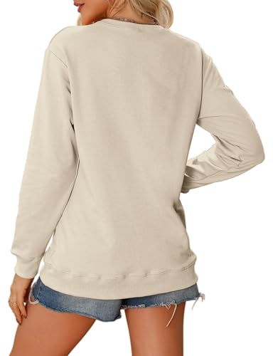TIZOIAQ Funny Sweatshirts for Women Sarcastic Shirt Humor Saying Graphic Pullover Casual Long Sleeve Crewneck Lightweight Top Beige