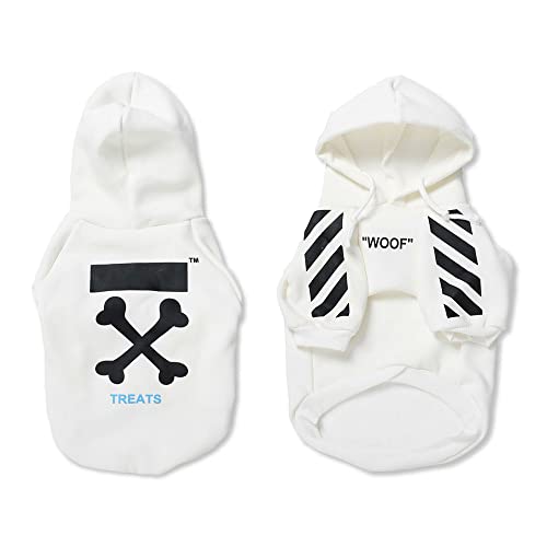 Hundemantel für kleine Hunde, Mode Hoodie, Hund Wintermantel, Hundejacke Geeignet für Schnauzer, Corgi, Französische Bulldogge, Teddy usw Weiß XL