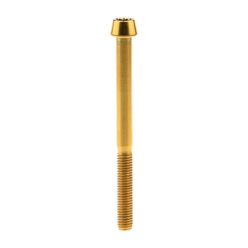 Image of Titanium Ti Bolt M5x9 16 18 20 25 30 35 40 45 50 55 60mm Tapered Head Screws Pack of 4 (M5x60mm, Gold)