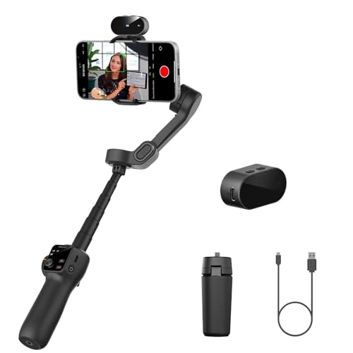 Image of AOCHUAN 3-Axis Gimbal Stabilizer for iPhone & Android,NO APP AI Tracking,7.8' Built-in Extension Rod,Phone Stabilizer for Video Recording,OLED Display,Trigger Button,Sport,Vlogging(Smart V8 AI Black)