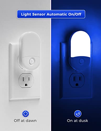 Image of L LOHAS LED Blue Night Light, Night Lights Plug into Wall[2 Pack], 0.6W LED | Nightlight, Dusk to Dawn Sensor, 30 /60LM Adjustable Brightness, Automatic Night Light for Kid, Bathroom, Nursery, Hallway