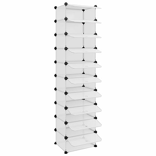 Étagère à chaussures 44 x 32 x 174 cm transparente avec compartiments - 7