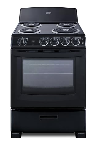 Summit 24” Electric Range, Electric Coil Burners, Large 2.9 cu.ft Oven, ADA Complaint, Black- RE2413B