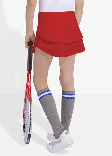 Girls' Tennis Skirts Skorts - Layered Golf Skort Athletic Sport Lacrosse Youth Clothes with Shorts 3 Pockets UPF50+2