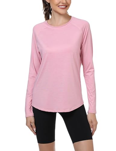Gyabnw Camisetas de Manga Larga para Mujer para Gimnasio, Entrenamiento, Yoga, Correr, Cuello Redondo, Ligera, Suave, de Secado rápido, Ropa Deportiva de Golf