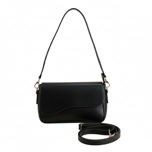 Bolsa Feminina Baguete Transversal Ombro Tiracolo Lisa (PRETO)