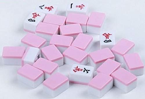 麻雀牌 26mm ミニ麻雀 麻雀セット 旅行 携帯 学生寮 アウトドア 持ち運び 様々なカラー展開 シンプル 麻雀牌 男女兼用 (ピンク)