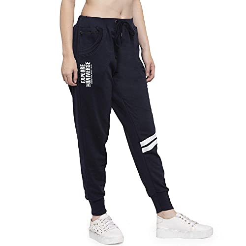 Image of UZARUS Women's Cotton Slim Fit Joggers Track Pants with 2 Zippered Pockets
