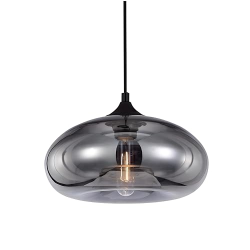 Modern Plating Grey Glass Pendant Light Fitting Industrial Vintage Loft Bar Ceiling Hanging Lamp DIY Chandelier