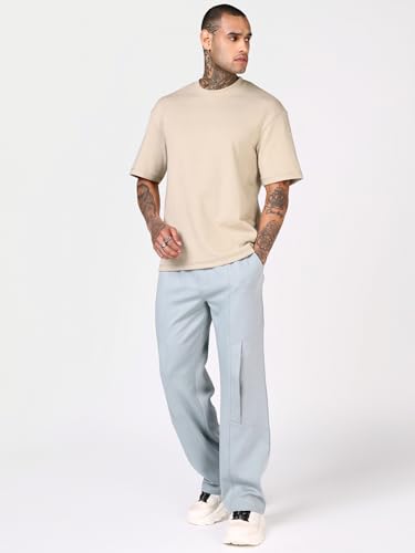 Image of Bewakoof, Men's Solid Oversized Fit Half Sleeve Round Neck Polycotton|| T-Shirt