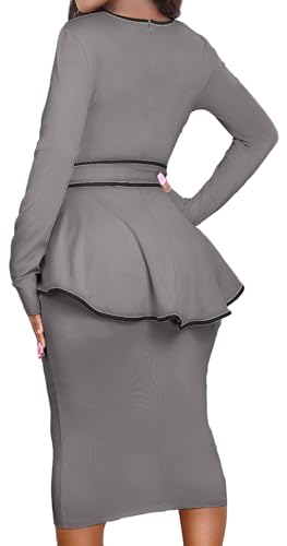 MOJICK Dresses for Women Bodycon Pencil Peplum Vintage Dress Cocktail Party Dresses for Women 20242