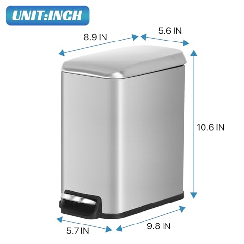 Caneca de basura rectangular de acero inoxidable 5 L miniatura 6