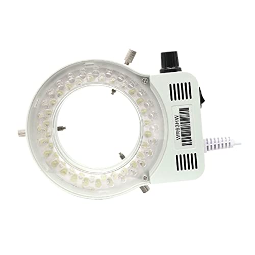 ラボ用顕微鏡アクセサリー ホワイト/ブラック 56 LED 顕微鏡リングライトランプイルミネーターランプ調光器付きステレオ三眼顕微鏡ビデオカメラ拡大鏡(White)