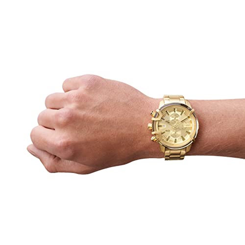 Diesel Men's 48mm Griffed Quartz Stainless Steel Chronograph Watch, Color: Gold (Model: DZ4573)