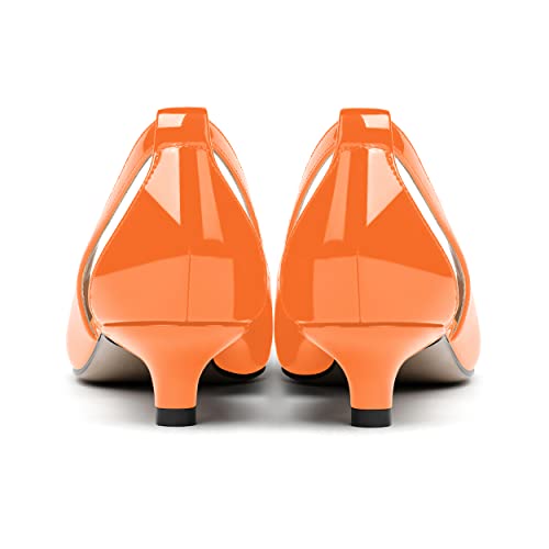 MERRORI Women's Pumps Kitten Low Heel Slip On Pointed Toe Dress Shoes Patent Leather Pumps Shoes 1.5 Inch4